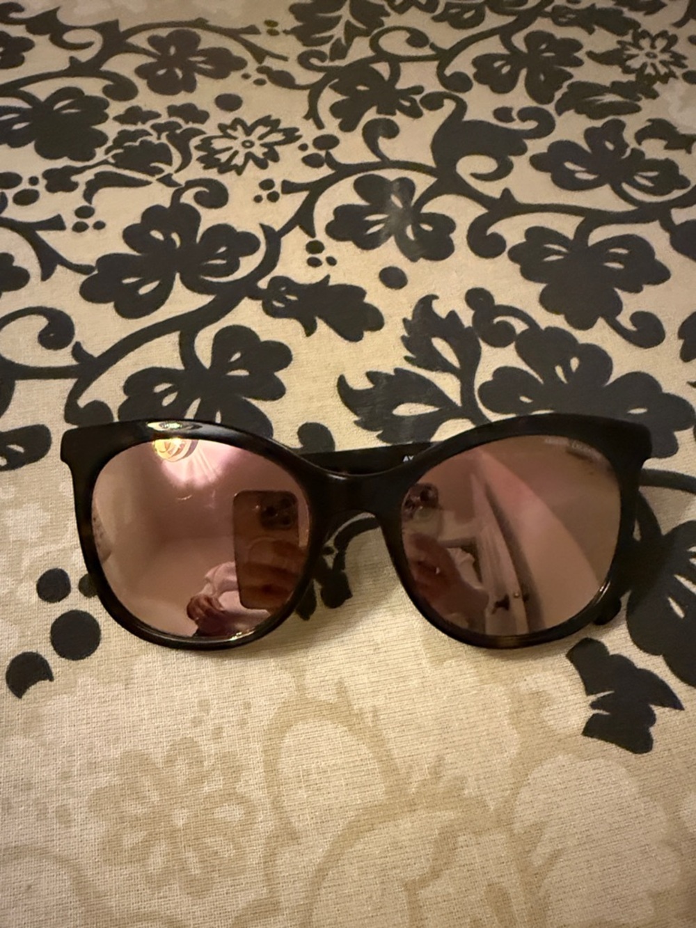 Armani Exchange Black Sunglasses with Rose-Tinted Lenses